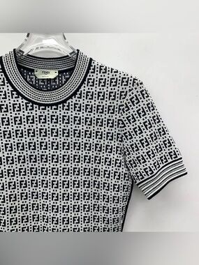 Fendi Black & White FF Monogram Crewneck Sweater